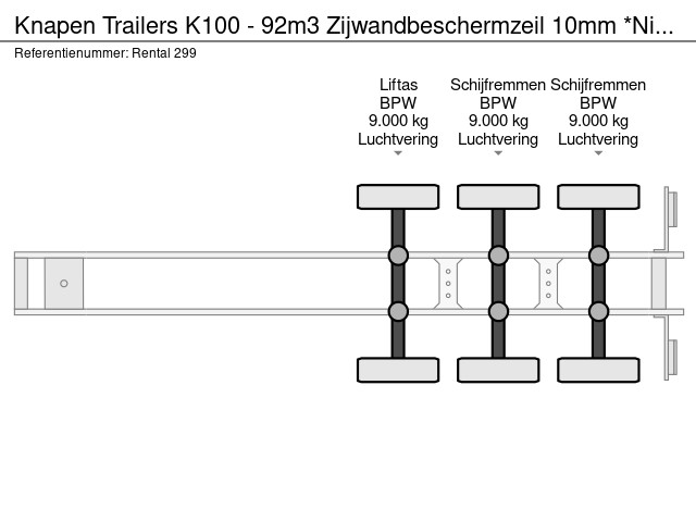 Knapen Trailers K100 - 92m3 Zijwandbeschermzeil 10mm *Nieuw / Neu* – Bild 17