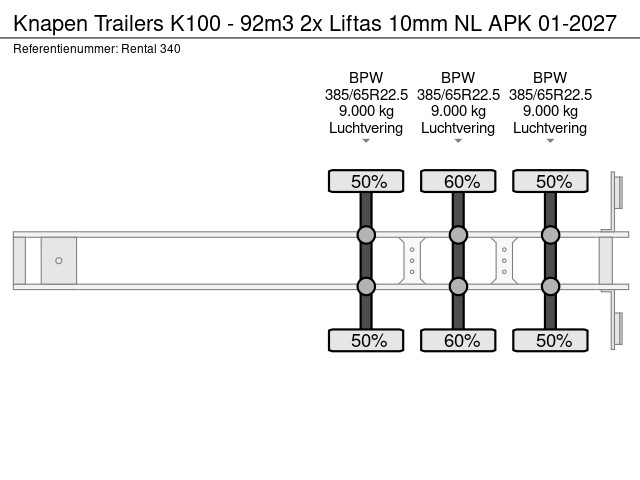 Knapen Trailers K100 - 92m3 2x Liftas 10mm NL APK 01-2027 – Bild 14